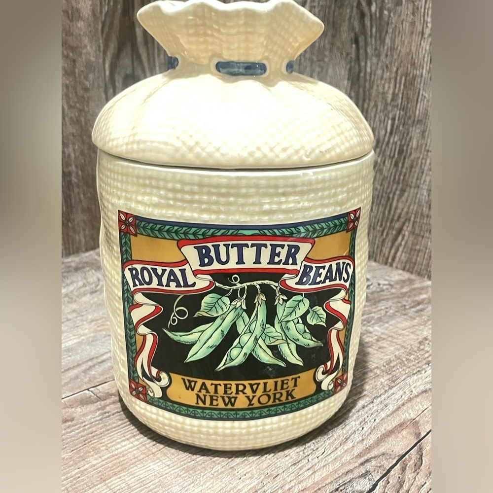 Rustic Cream Ceramic Canister Set with Vintage Labels - Picture 6 of 10